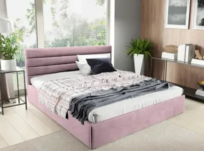 Produktbild von Sofello Polsterbett  180x200 Metall-Lattenrost Rosa Velour Samtstoff Velvett mit Bettkasten und Stauraum