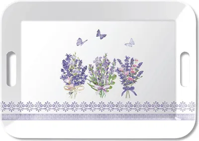 Obrázek produktu pro Podnos z melaminu Lawendel Flieder Tray melamine 33x47 cm Lovely lavender white