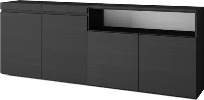 Immagine prodotto di COZY Credenza, Mobile, Cucina, 200x35x75cm, 4 Porte, grande stoccaggio, Nero