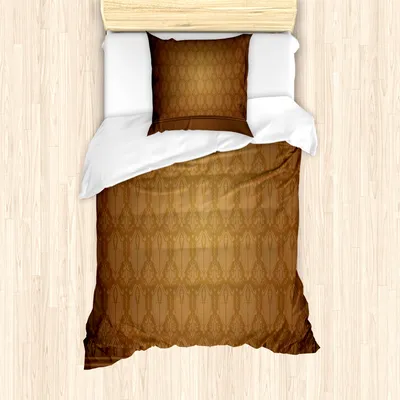 Produktbild von ABAKUHAUS Bräunen Mantele, Antike Damast-königliche Alter, Milbensicher Allergiker geeignet mit Kissenbezügen, 135 cm x 200 cm - 80 x 80 cm, Brown Tan
