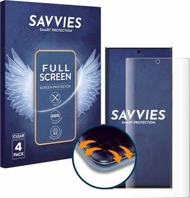 Produktbild von 4x Savvies Fullscreen Schutzfolie für Samsung Galaxy S23 Ultra (case-friendly) Displayschutz Folie Fullcover Klar Transparent