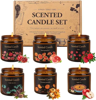 Productafbeelding van Set van 6 kaarsen voor thuis geurende aromatherapie kaarsen voor vrouwen mannen, 21 oz natuurlijke soja wax geurkaars set