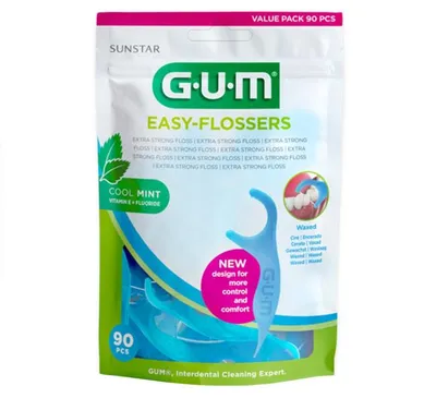 Image de Fil dentaire Gum Easy-Flossers avec support, 90 pièces