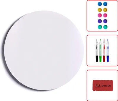 Zdjęcie produktu dla Tablica magnetyczna okrągła biała KOŁO średnica 40cm - panel magnetyczny bezramowy + gratis