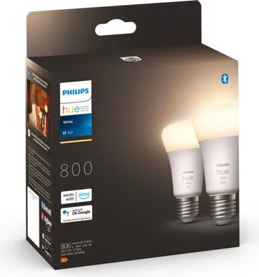 Produktbild von Philips Hue White E27 Lampe 2er Set - Amazon Alexa (Echo, Echo Dot)