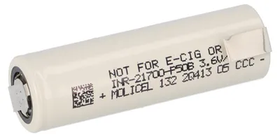Produktbild von Molicel INR21700-P50B 21700 Li-Ion 5000 mAh, 3,6 V, Z-Lötfahne