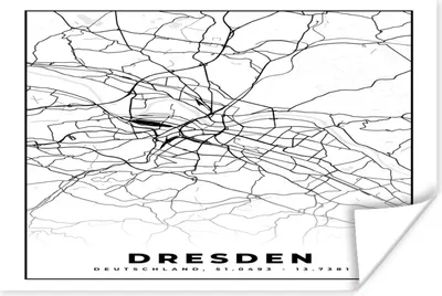 Produktbild von MuchoWow® Poster Karte - Dresden - Stadtplan 180x120 cm - Fotoplakat