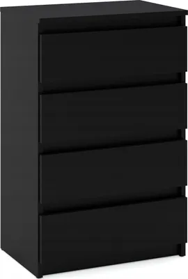 Produktbild von Kommode mit 4 Schubladen Schwarz 60x33,5x92,5 Sideboard Schubladenschrank für Wohnzimmer Schlafzimmer Modernes Design Stauraum Möbel Kleiderschrank