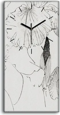 Produktbild von Leinwand Uhr Küche Wohnzimmer Bild 30x60 Malerei Asiatischer Blumen Blätter - schwarze Hände