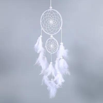 Traumfänger, handgefertigt, weiß, 11x46 cm, Wanddeko