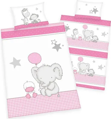 Produktbild von Renforcé-Bettwäsche 100 x 135/40 x 60 cm, kleiner Elefant