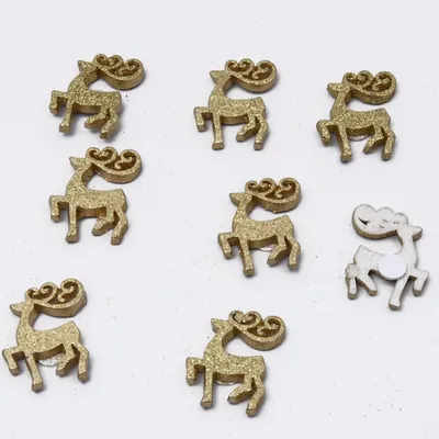 Produktbild von Rentiere - Streudeko - Scrapbooking - Basteln - mit Klebepunkt - gold - 12 Stück - A 1083