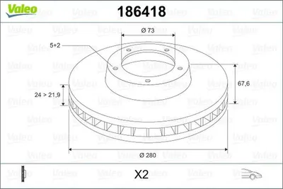 Produktbild von 2x VALEO Bremsscheiben Vorne für FIAT Ducato Kastenwagen (250, 290) 280mm 186418