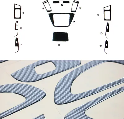Zdjęcie produktu dla Dekoracja wnętrza kokpitu do Hyundai i30 2007-2012 o wyglądzie karbonu 11szt