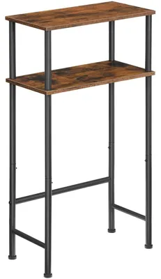 Produktbild von Konsolentisch mit 2 Ebenen, schmal, Vintagebraun & Schwarz, 40x20x84 cm