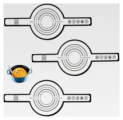 Produktbild von 3 Stück Silikon Backmatte für Dutch Oven, Brotbackmatte mit langen Griffen, Glasfaser Backofen Backbleche für Teig, Brot, Kekse, wiederverwendbar