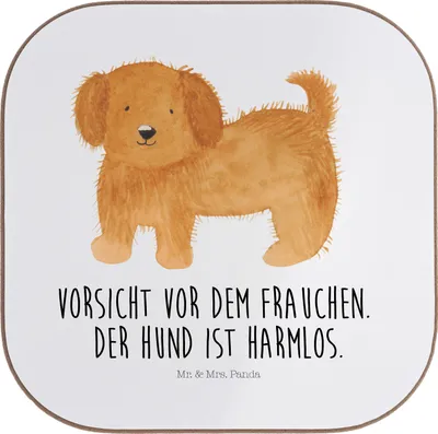 Produktbild von Mr. & Mrs. Panda Untersetzer für Gläser Hund Flauschig - Weiß - Geschenk, Sprüche, Tischuntersetzer, bieruntersetzer, Hundemama, gläseruntersetzer, Hunde, Coaster, Glas