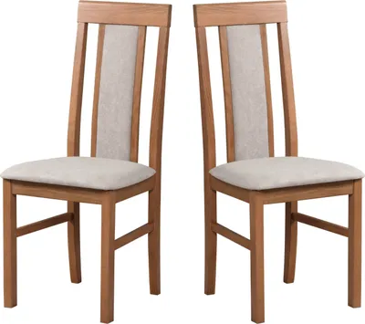 Produktbild von Esszimmerstuhl, Holz Eiche Massiv Stuhl Stühle Küchenstuhl - Set 2x Nilo 2, hell nussbaum