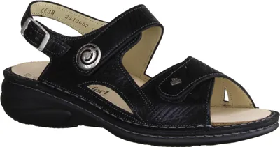 Produktbild von Finn Comfort Denia Damenschuhe, bequeme Sandale, Leder, Schwarz - Damenschuhe Sandale bequem / lose Einlage, Schwarz, leder (crumble)