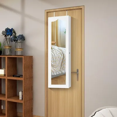 Produktbild von Schmuckschrank Hängend Sipegelschrank mit LED-Beleuchtung 36,5 x 11,5 x 120 cm Weiß