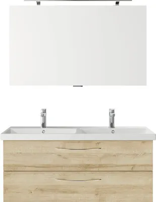 Produktbild von Pelipal Badmöbel-Set Serie 4035 BxHxT 120 x 200 x 45 cm Frontfarbe eiche riviera mit Waschtisch Keramik weiß und Keramik