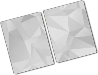 Produktbild von Tulup Glas Herdabdeckplatte - 2x40x52 cm - Glaskeramikkochfeld-Abdeckung Spritzschutz Glasabdeckplatte Kochplattenabdeckung und Schneidebrett - Zweiteilig - Kunst: modern & klassisch - Abstrakte Dreiecke - Weiß