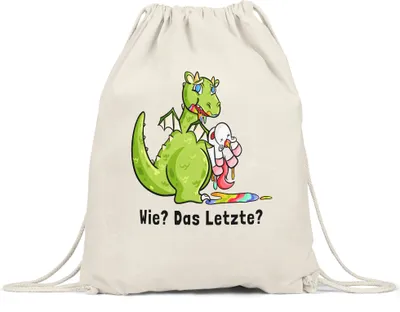 Produktbild von Wie? Das letzte? Tasse Drache frisst Einhorn Lustig Sarkasmus Turnbeutel Gymsack
