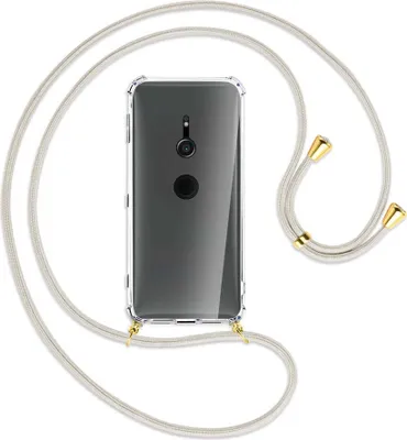Produktbild von Handykette Backcover-Schutzhülle mit Band (Metall goldfarben) für Sony Xperia XZ2 - broken white