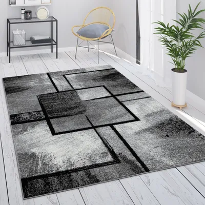 Image de Tapis gris Salon Vintage Motif géométrique abstrait Taille 200x290 cm