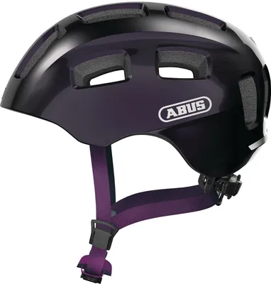 Produktbild von ABUS Fahrradhelm Youn-I 2.0 - mit Licht für Kinder, Jugendliche und junge Erwachsene - für Mädels und Jungs - Schwarz/Lila, Größe M (52-57 cm)