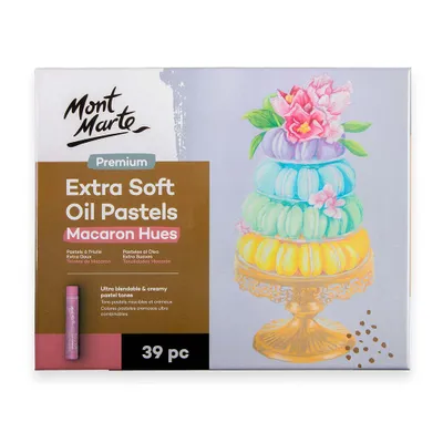Produktbild von Mont Marte Ölpastellkreide, Ölkreiden, extraweich - Macaron Farben, 39 Stk.- Für traumhaft lebendige Kunstwerke- Ideal geeignet für Anfänger & Profi