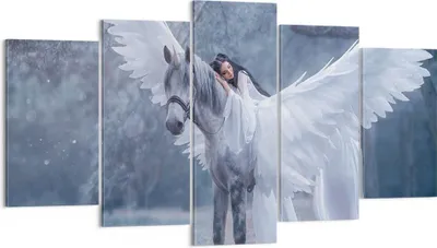 Produktbild von Bild auf Leinwand - Leinwandbild - Frau Pferd Natur - 160x85cm - Wand Bild - Wanddeko - Wandbilder - Leinwanddruck - Bilder - Kunstdruck - Wanddekoration - Leinwand bilder - Wandkunst - EA160x85-3998