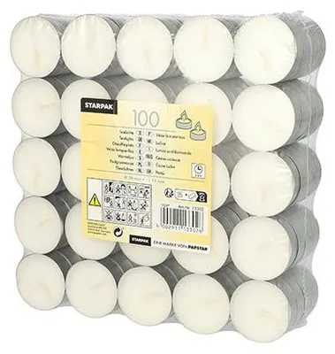 Produktbild von 360x Starpak 100 Teelichte Ø 39 mm · 15 mm weiss | Schrumpffolie (100 Stück)