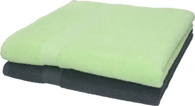 Produktbild von Betz 2 Stück Duschtücher 70x140 cm PALERMO 100% Baumwolle  Farbe: anthrazit und grün