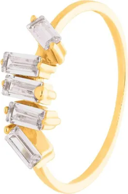Produktbild von SuzanGold Goldring Damen Echtgold Kristall Baguette Ring aus 375 Gelbgold