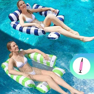 Produktbild von Famanu Wasserhängematte 4-in-1 - 2 Stück aufblasbar, faltbar, inkl. Handpumpe