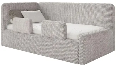 Obrázok produktu pre Selsey Fanko – detská postieľka 90 x 200 cm s ochrannou bariérou, čelo na ľavej strane, plyš, šedo-béžová