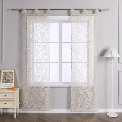 Produktbild von Joyswahl Schiebegardinen Set mit Schlaufen Ausbrenner Flächenvorhänge Schiebevorhang mit Phönixblütenmuster Transparent Sand BxH 57x225cm