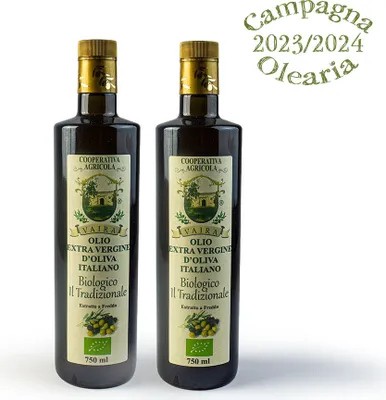 Produktbild von Italienisches -Olivenöl extra vergine, italienisches Ogliarola Garganica, kalt extrahiertes EVO-Öl, 100 % apulisches Öl, mittelfruchtig, Packung mit 2 Flaschen à 750 ml, 750ml