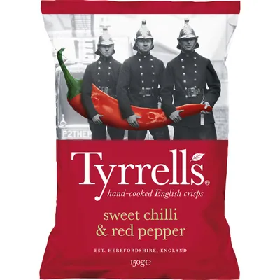 Verpackungsbild Tyrrells Handcooked Sweet Chilli Chips glutenfrei vegan 150g