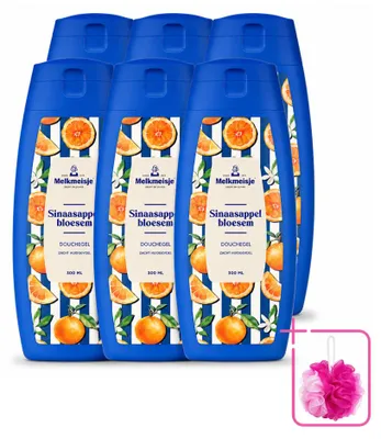Imagen del producto de 6 unidades de gel de ducha Melkmeisje, aroma a flor de naranja, 300 ml - Paquete ahorro