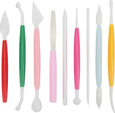 Produktbild von 9pcs Kinder Kunststoffmodellierung Tonwerkzeuge Anti -Schlupfgriff glattere Kanten Keramik Bildhauer