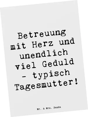 Produktbild von Mr. & Mrs. Panda Postkarte Spruch Tagesmutter Liebe - Weiß - Geschenk, Postkarten, Geschenke mit Herz, Tagesmütter, Beruf, Berufspassion, Fotokarte, Berufsliebe