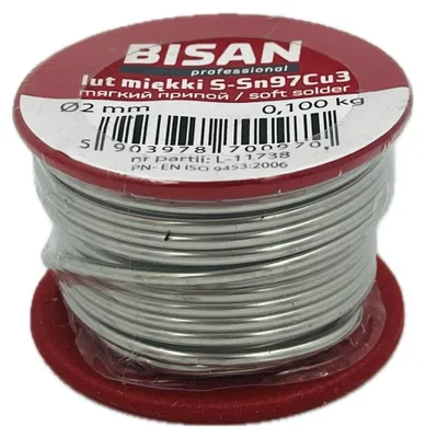 Obrázok produktu pre Bisan Spájka S-Sn97Cu3 2,0 mm mäkká spájkovacia zliatina 100g