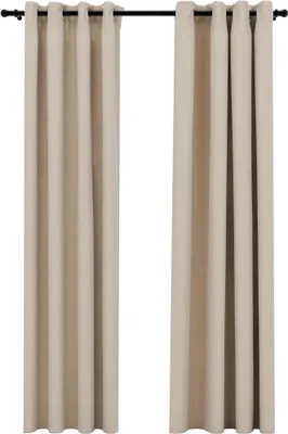 Zdjęcie produktu dla vidaXL Zasłony zaciemniające 2 szt. Oczka o wyglądzie lnu Beżowy 140x225 cm