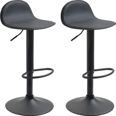 Produktbild von CLP 2er Set Barhocker Lana V2 Kunstleder drehbar und stufenlos verstellbar schwarz Gestell Farbe schwarz