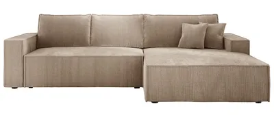 Produktbild von E-ZIMPAZ Ecksofa COBRA S mit Schlaffunktion und Bettkasten, Stilvoll Eckcouch L-Form, Cordstoff, Holzkonstruktion, Seite Rechts Beige POSO 02