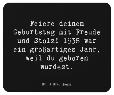 Produktbild von Mr. & Mrs. Panda Mauspad Spruch 1938 Geburtstag - Schwarz - Geschenk, Geburtstagsfeier, Jubiläum, Mouse Pad, Nostalgie, Happy Birthday, Jahrgang, laptop mousepad, Alter
