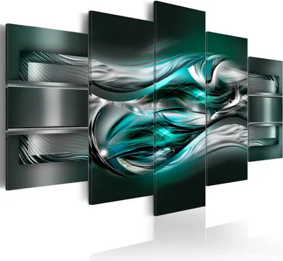 Produktbild von Leinwandbilder 200x100 cm a-A-0089-b-o Vlies Leinwandbild 5 tlg Kunstdruck modern Wandbilder XXL Wanddekoration Design Wand Bild ABSTRAKT GRÜN