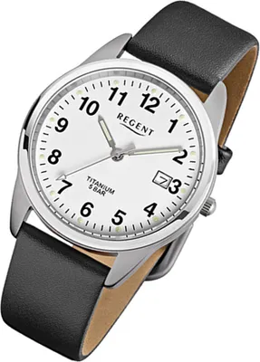 Produktbild von Regent Herren Titanarmband Uhr schwarz F-685 Quarzuhr URF685